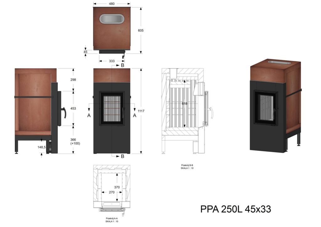 Palenisko akumulacyjne PPA 250 L 45x33