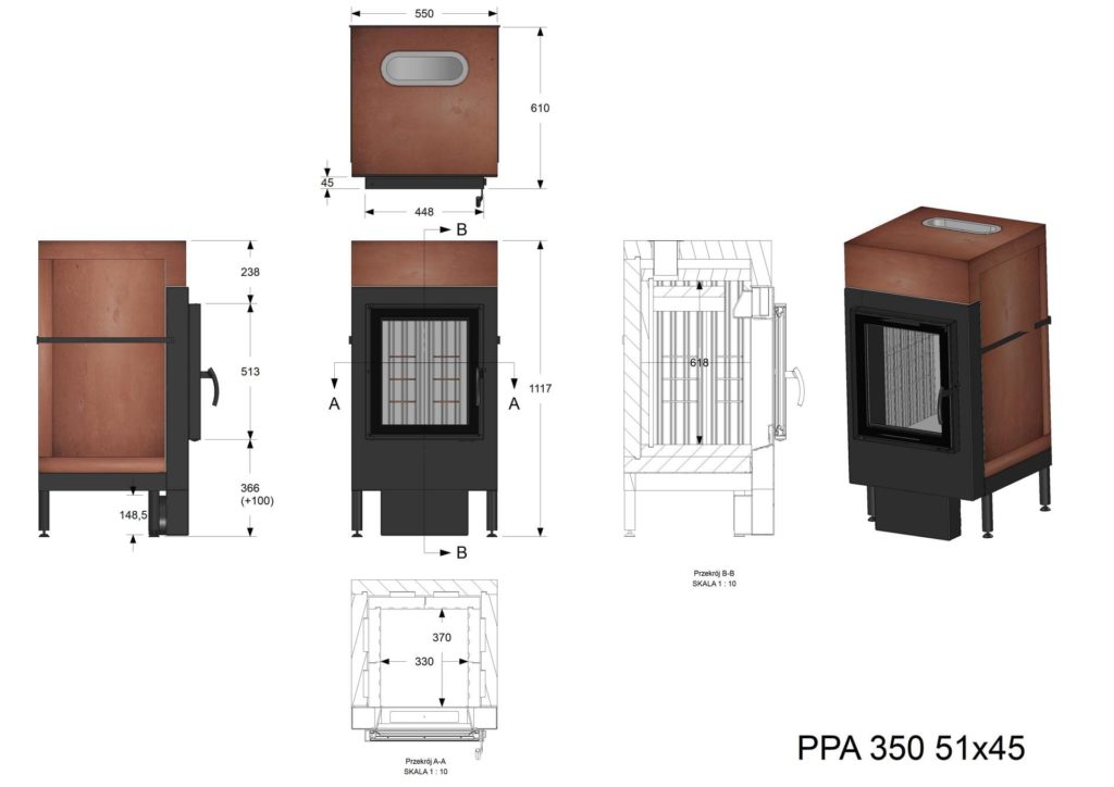 Palenisko akumulacyjne PPA 350 51x45