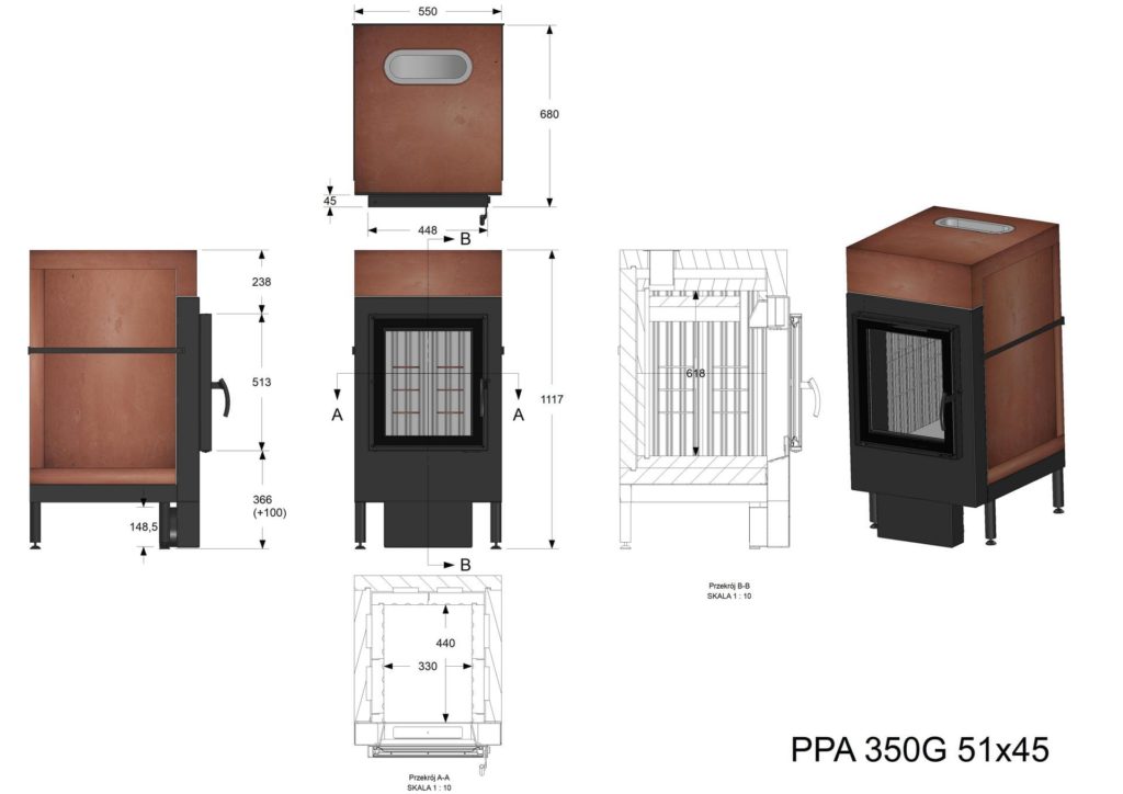 Palenisko akumulacyjne PPA 350 G 51x45