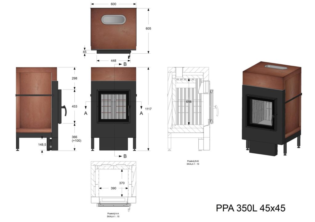 Palenisko Akumulacyjne PPA 350 L 45x45