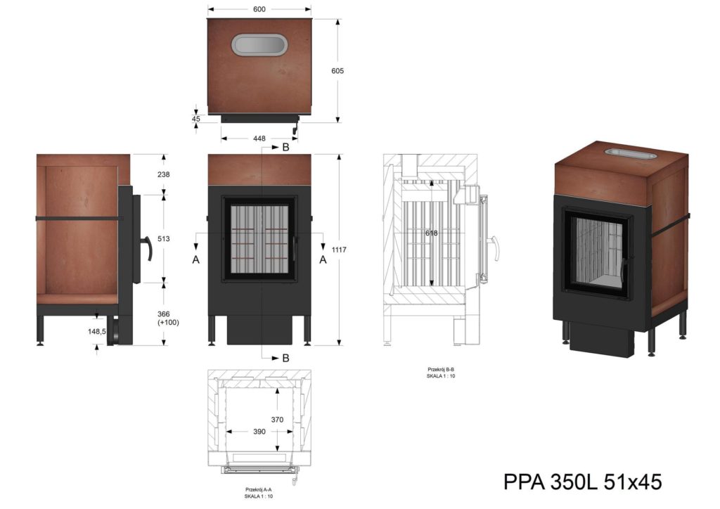 Palenisko akumulacyjne PPA 350 L 51x45