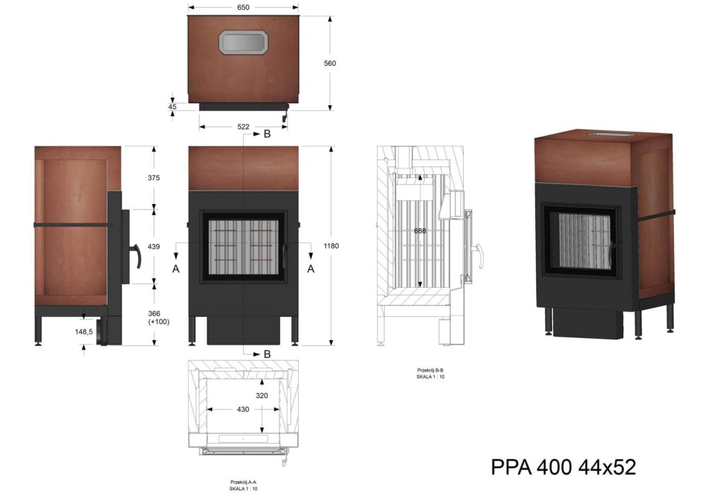 Palenisko akumulacyjne PPA 400 44x52
