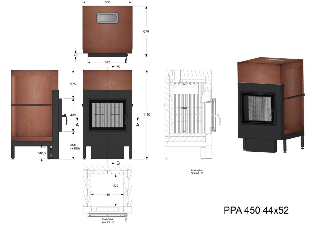 Palenisko akumulacyjne PPA 450 44x52