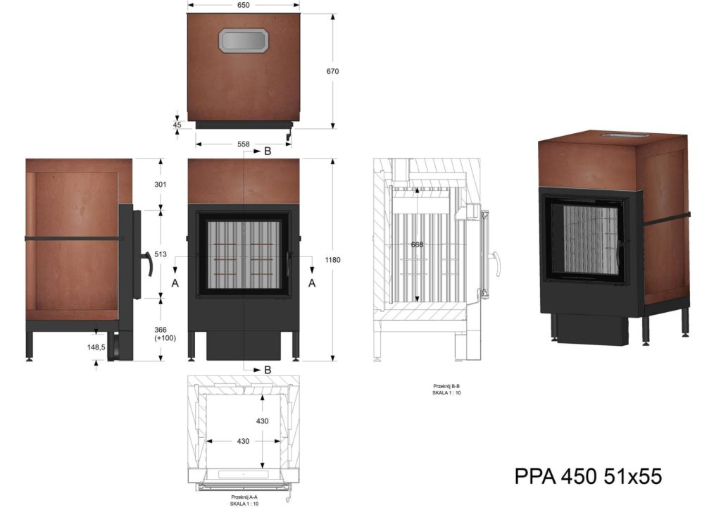 Palenisko akumulacyjne PPA 450 51x55