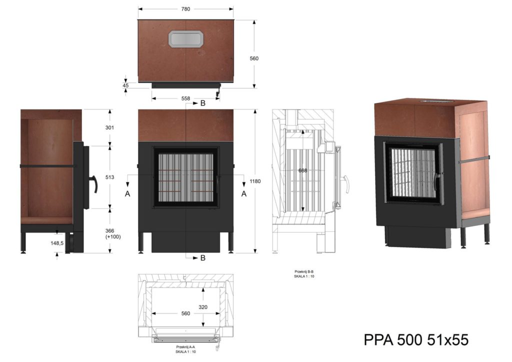 Palenisko akumulacyjne PPA 500 51x55