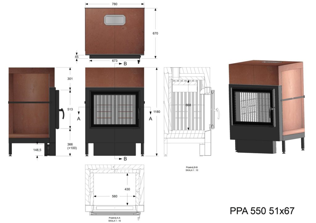 Palenisko akumulacyjne PPA 500 51x67