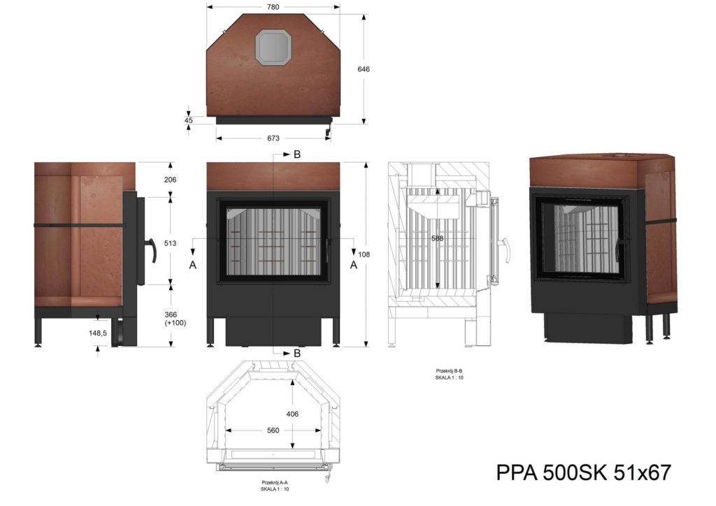 Palenisko  akumulacyjne PPA 500 SK 51x67