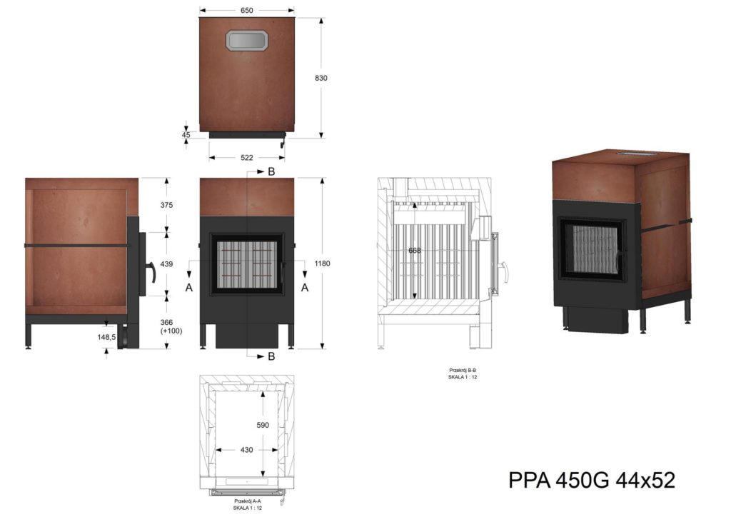 Palenisko kumulacyjne PPA 450 G 44x52